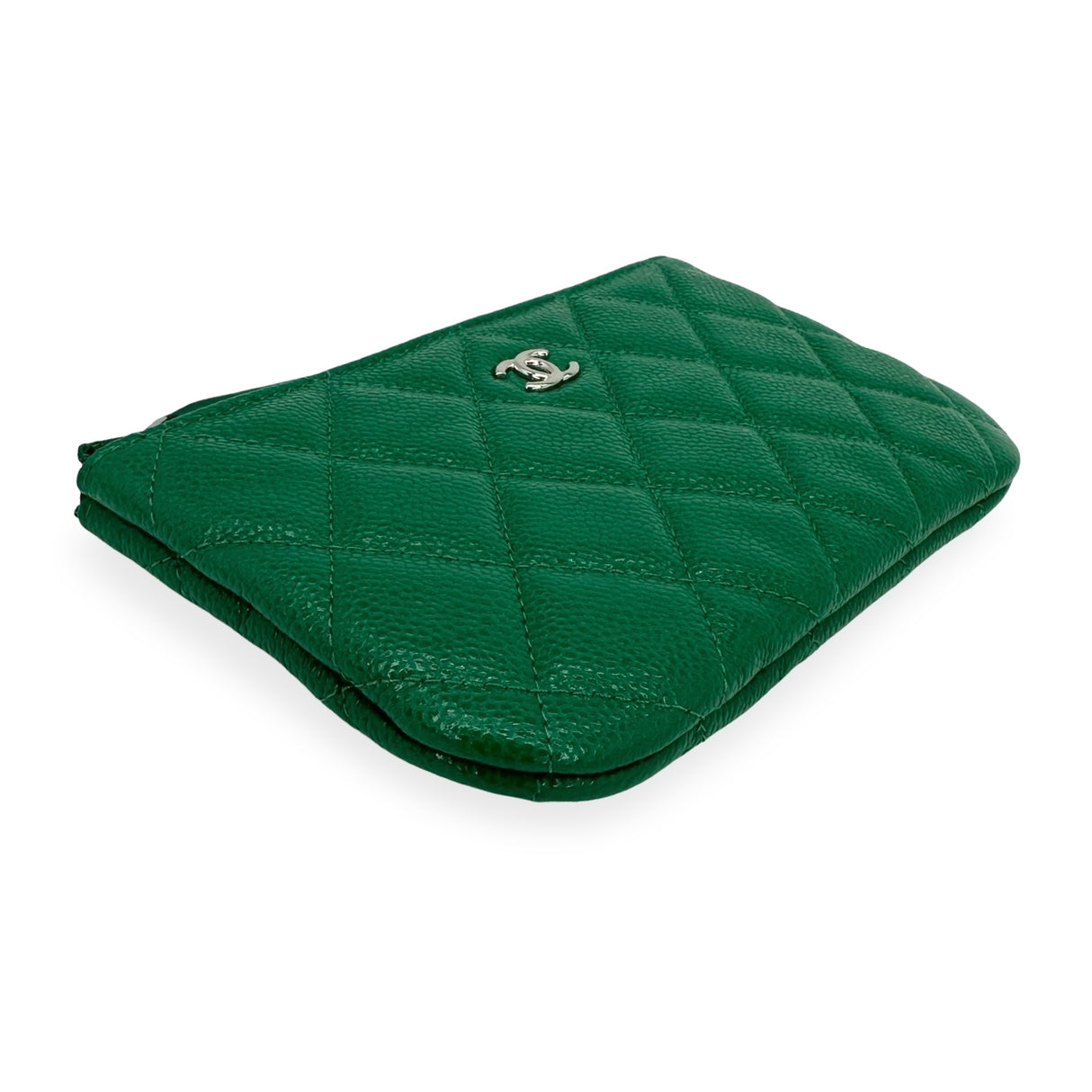CHANEL: Quilted Caviar Small O Case Zip Pouch