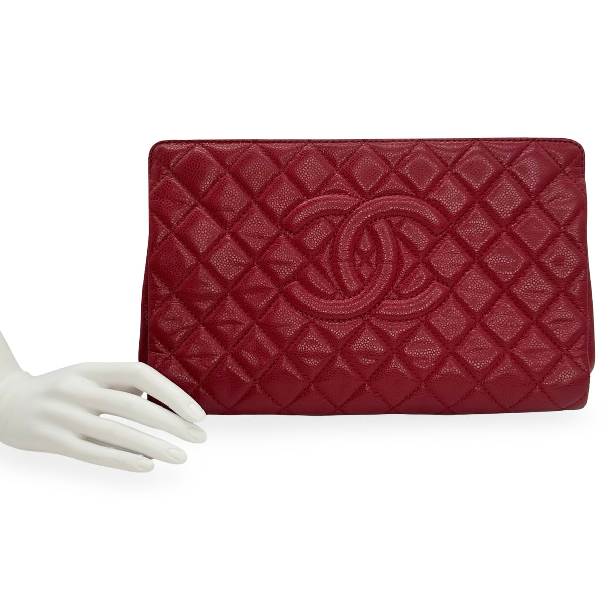 CHANEL: Quilted Caviar Large CC Timeless Clutch