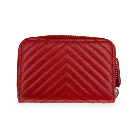 CHANEL: Chevron Quilted Lambskin Zip Coin Purse