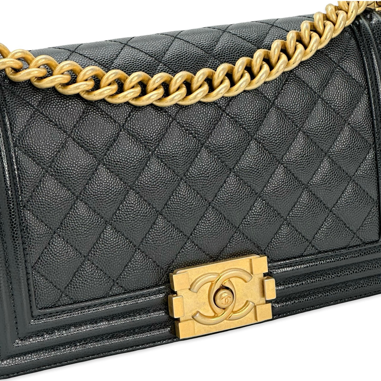 Quilted Caviar Old Medium Boy Bag