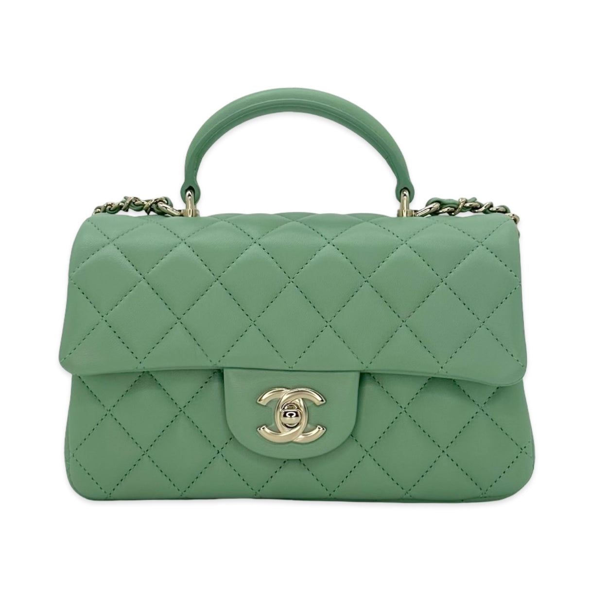 CHANEL: Quilted Lambskin Mini Top Handle Flap bag