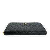 CHANEL: Quilted Caviar Large Gusset Zip Wallet