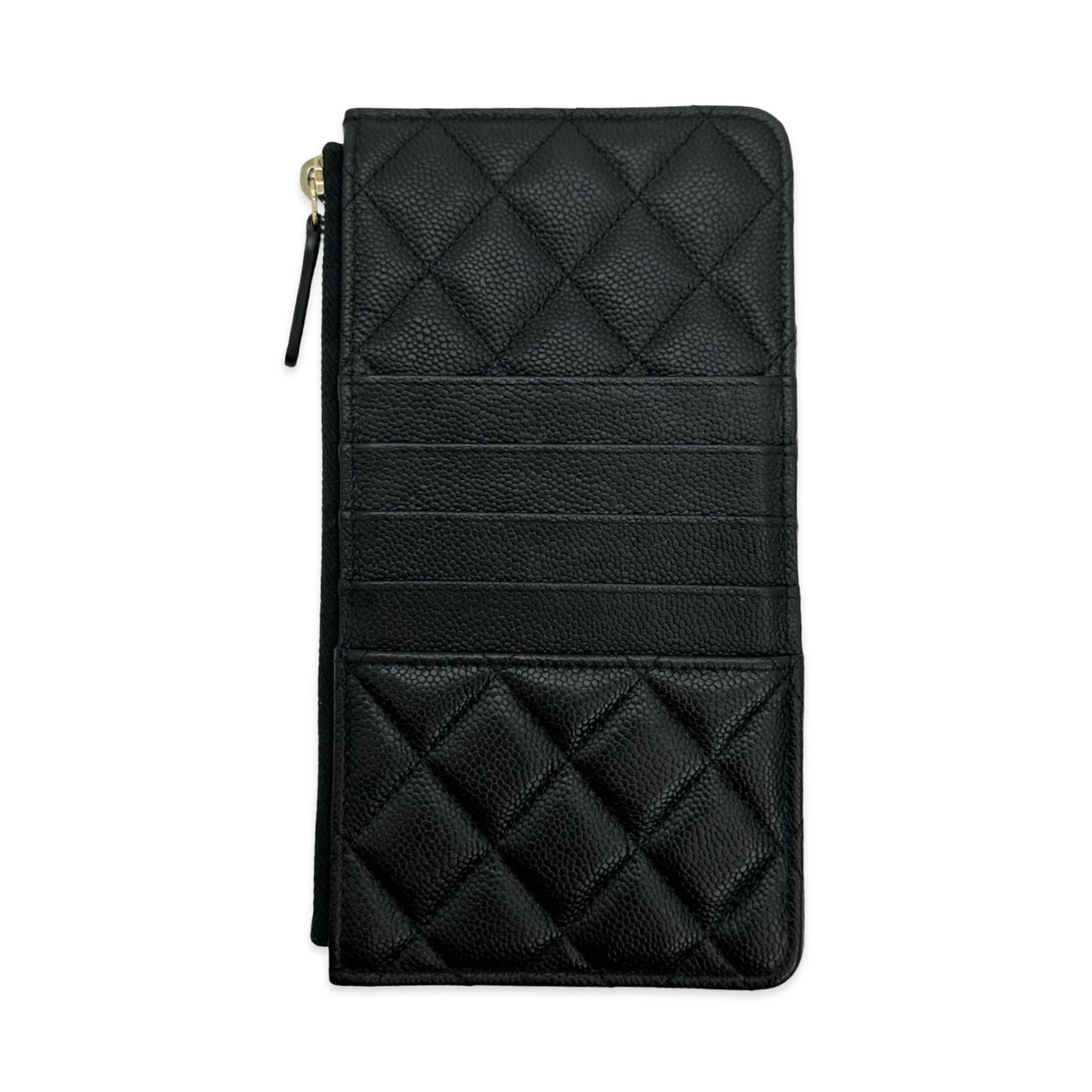 CHANEL: Quilted Caviar Boy Phone Holder Zip Card Pouch