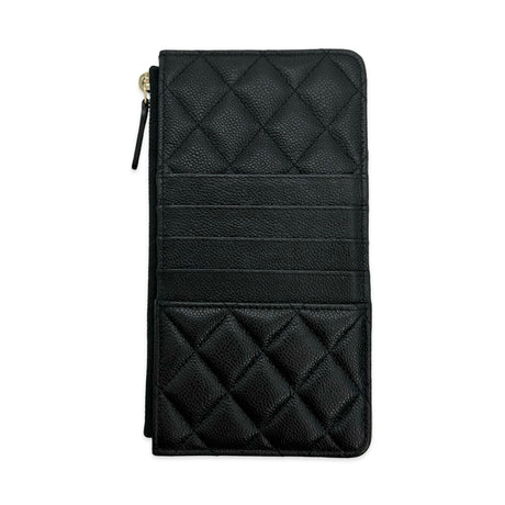CHANEL: Quilted Caviar Boy Phone Holder Zip Card Pouch