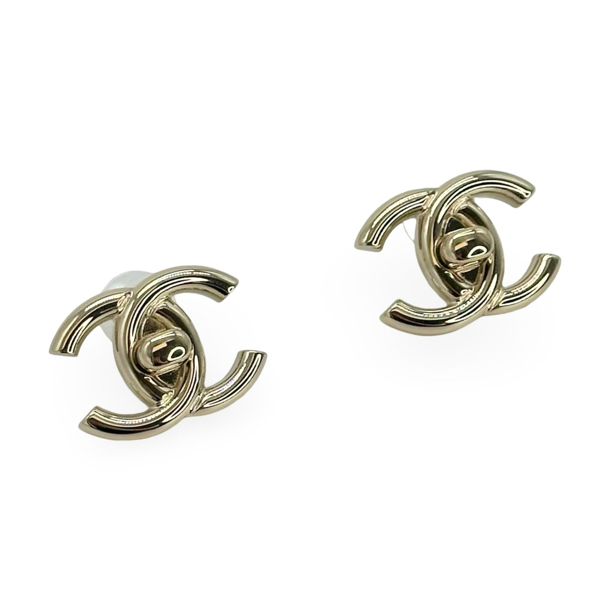 CHANEL: CC Turnlock Stud Earrings