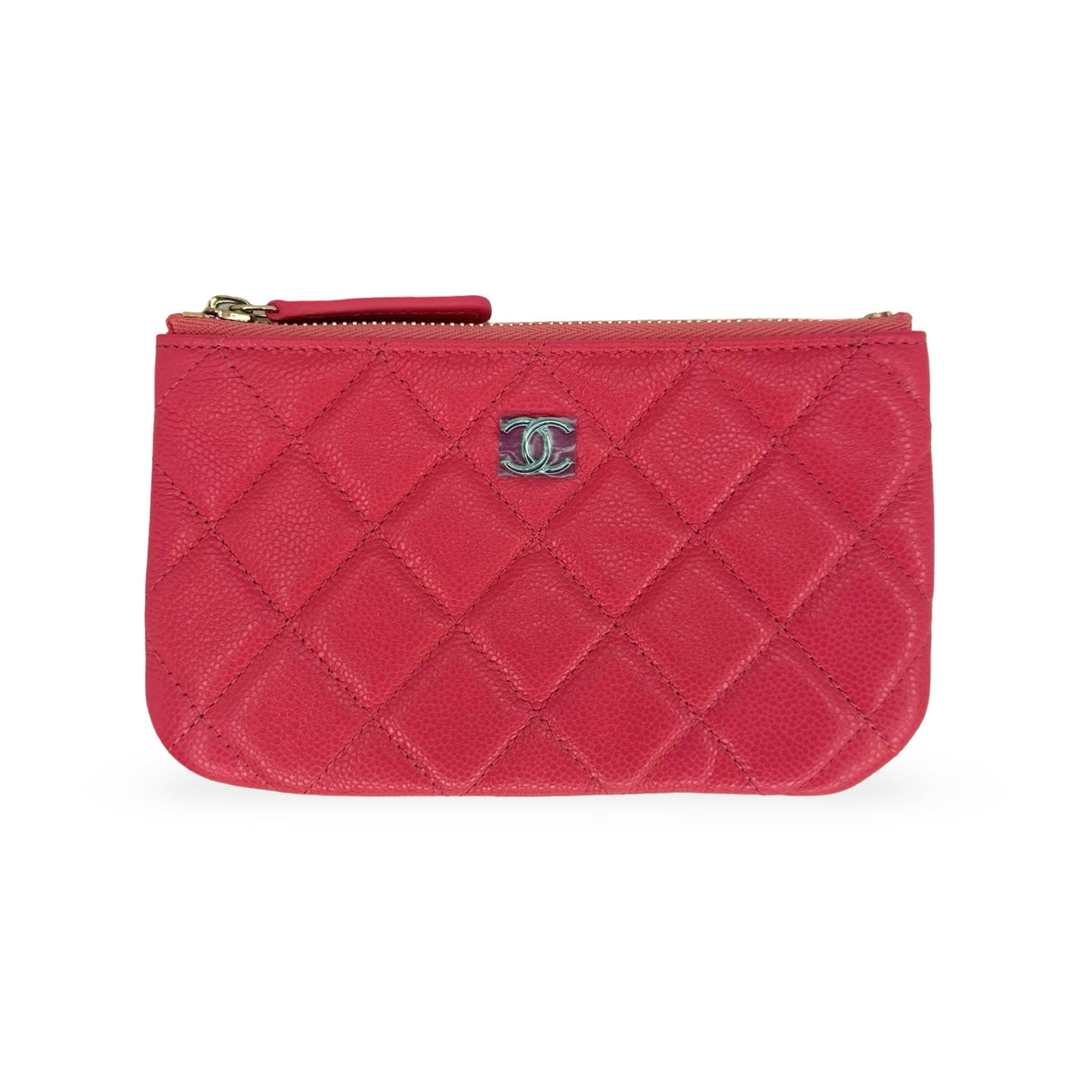 CHANEL: Quilted Caviar Small O Case Zip Pouch