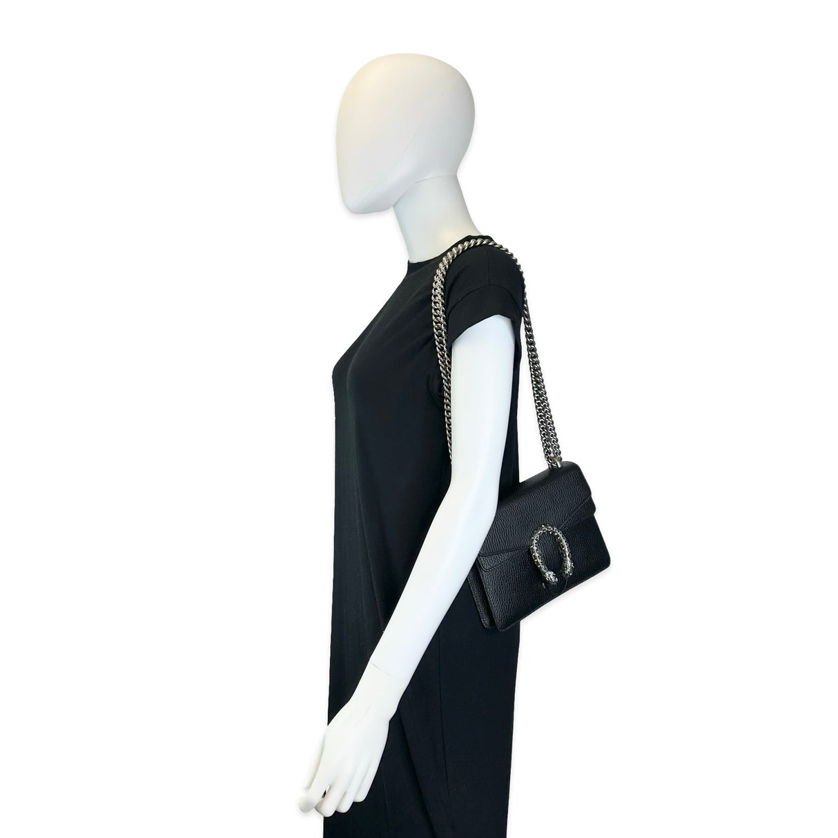 GUCCI: Leather Small Crystal Chain Shoulder Bag