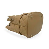 CHANEL: Quilted Caviar Rolled Up Drawstring Bucket Bag