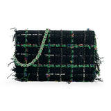 CHANEL: Fringe Tweed Robot Classic Wallet on a Chain
