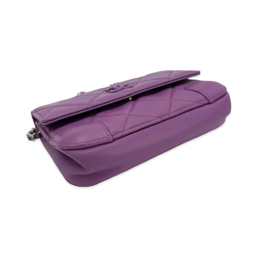 Quilted Lambskin Monochrome Wallet on a Chain