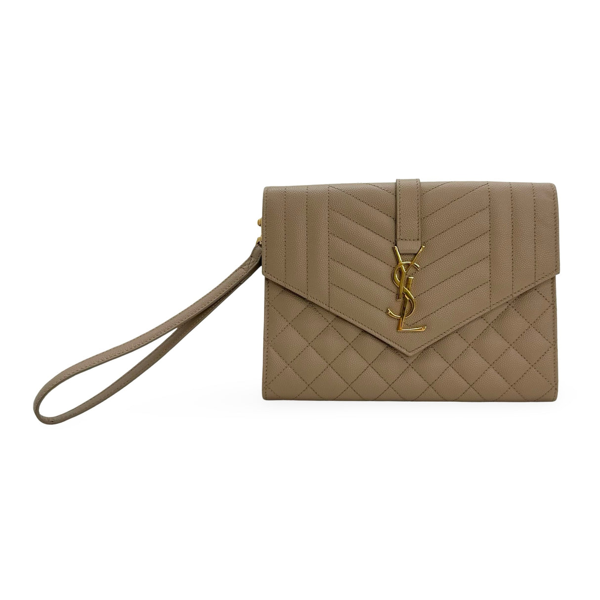 SAINT LAURENT: Grain de Poudre Triquilt Envelope Clutch