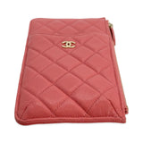 CHANEL: Quilted Caviar Zip Phone Zip Card Case