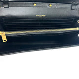 SAINT LAURENT: Quilted Grain de Poudre Classic Envelope Chain Wallet