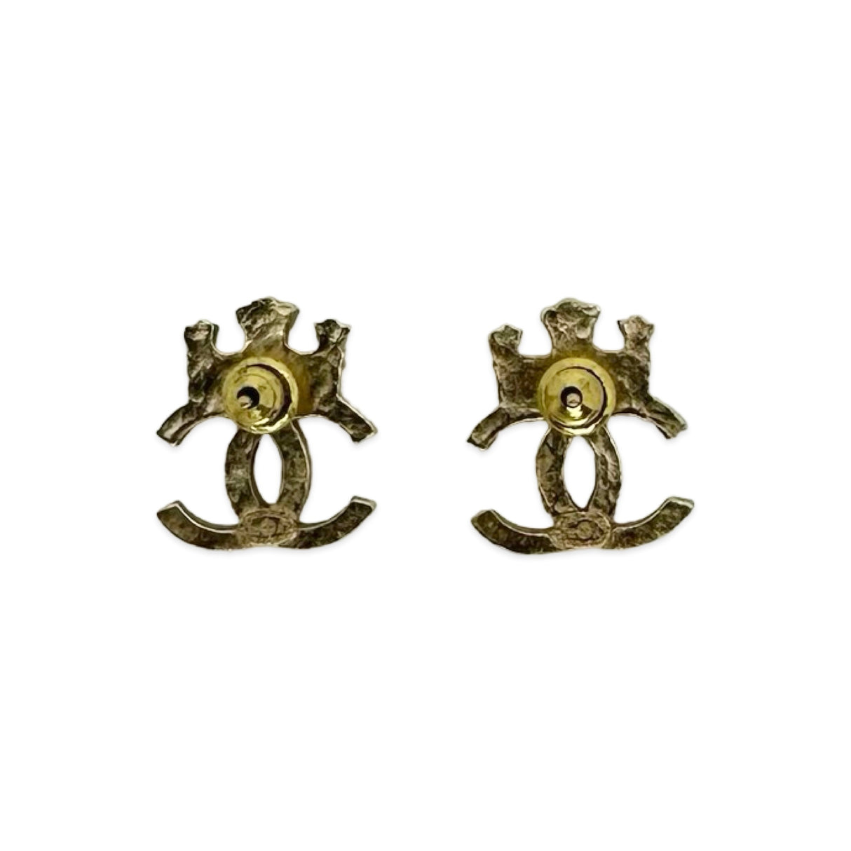 CHANEL: Crystal CC Crown Post Earrings