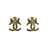 CHANEL: Crystal CC Crown Post Earrings