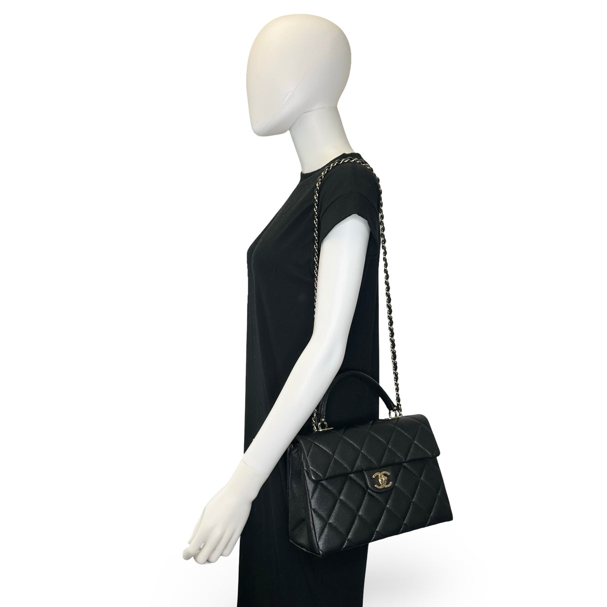 CHANEL: Quilted Caviar Small Top Handle