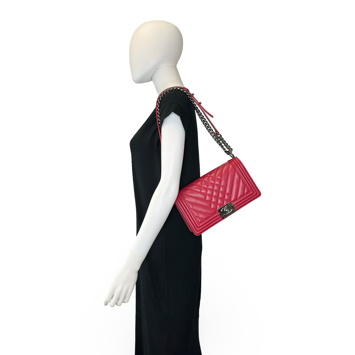 Chanel Quilted Mixed Chevron Old Medium Boy Bag