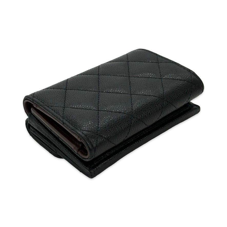 Quilted Caviar Classic Compact Flap Wallet