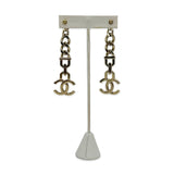 CHANEL: CC Crystal Pearl Chain Drop Earrings