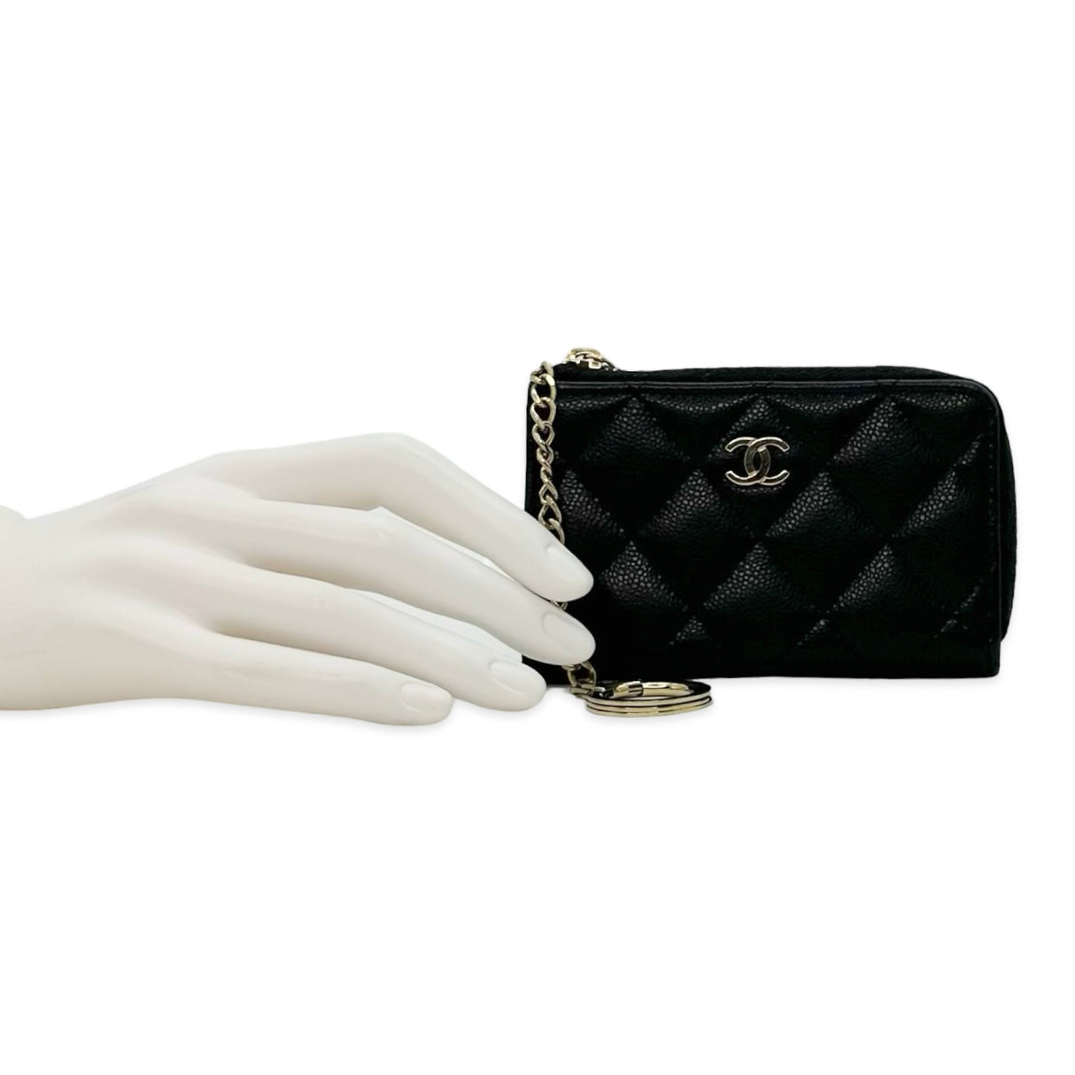 Quilted Caviar Zipped Key Holder