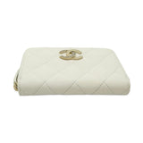 Quilted Caviar Crystal CC Zip Coin Purse
