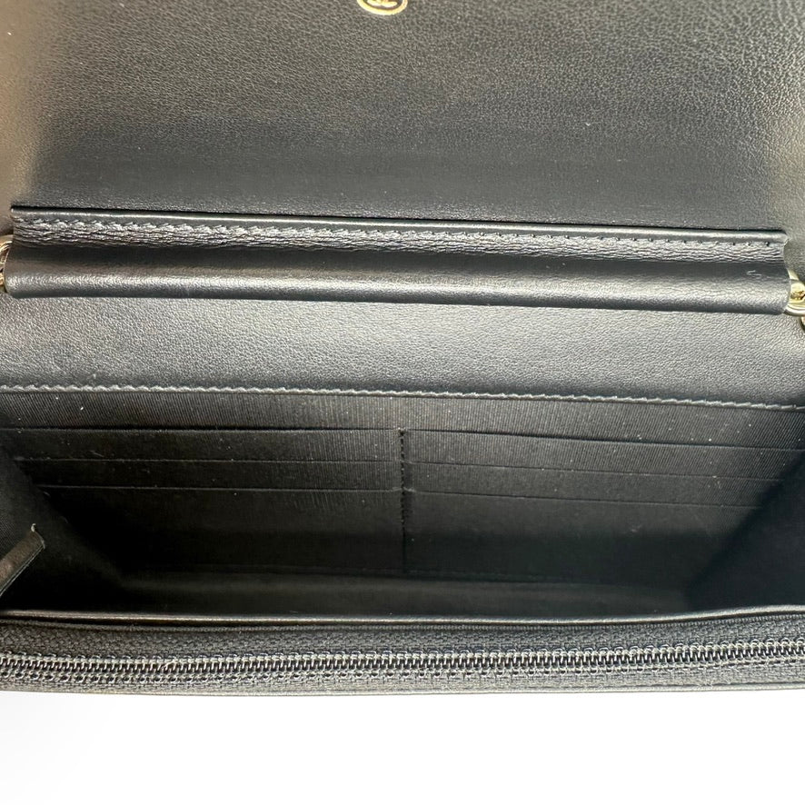 CHANEL: Chevron Quilted Caviar Boy Wallet on a Chain