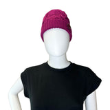 Wool Cable Knit Button Beanie Hat