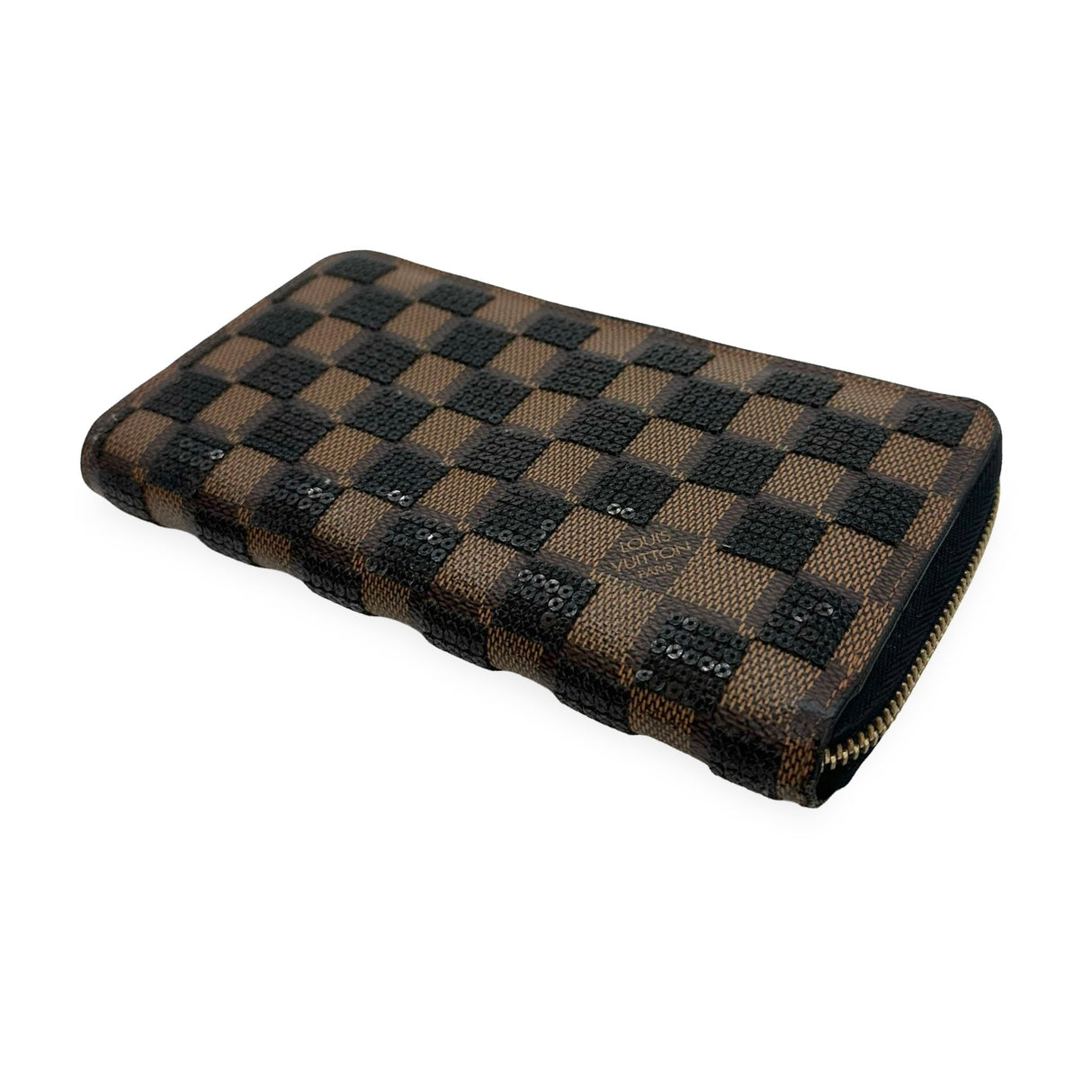 LOUIS VUITTON: Damier Paillettes Ebene Sequin Zippy Wallet