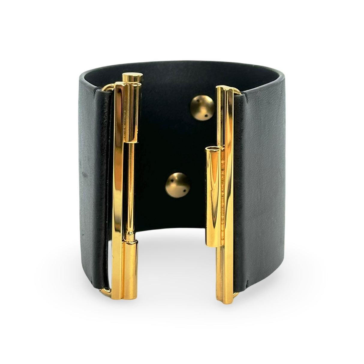 CHANEL: Crystal CC Paris Leather Wide Cuff