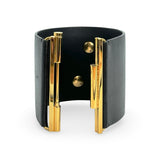 CHANEL: Crystal CC Paris Leather Wide Cuff