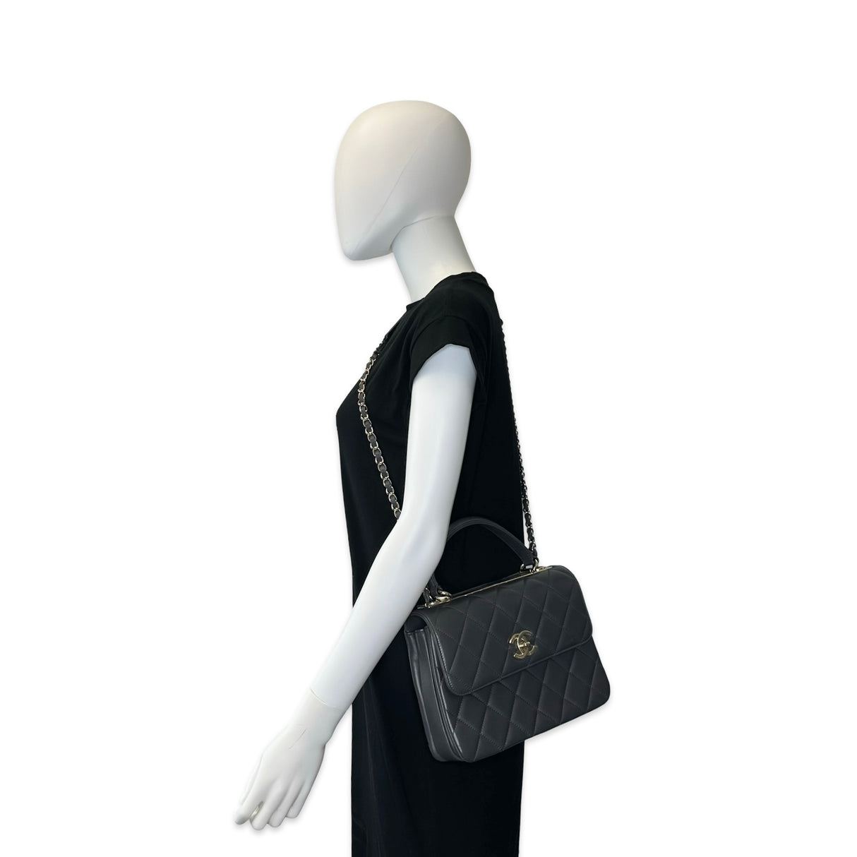 CHANEL: Quilted Lambskin Small Trendy Top Handle Flap Bag