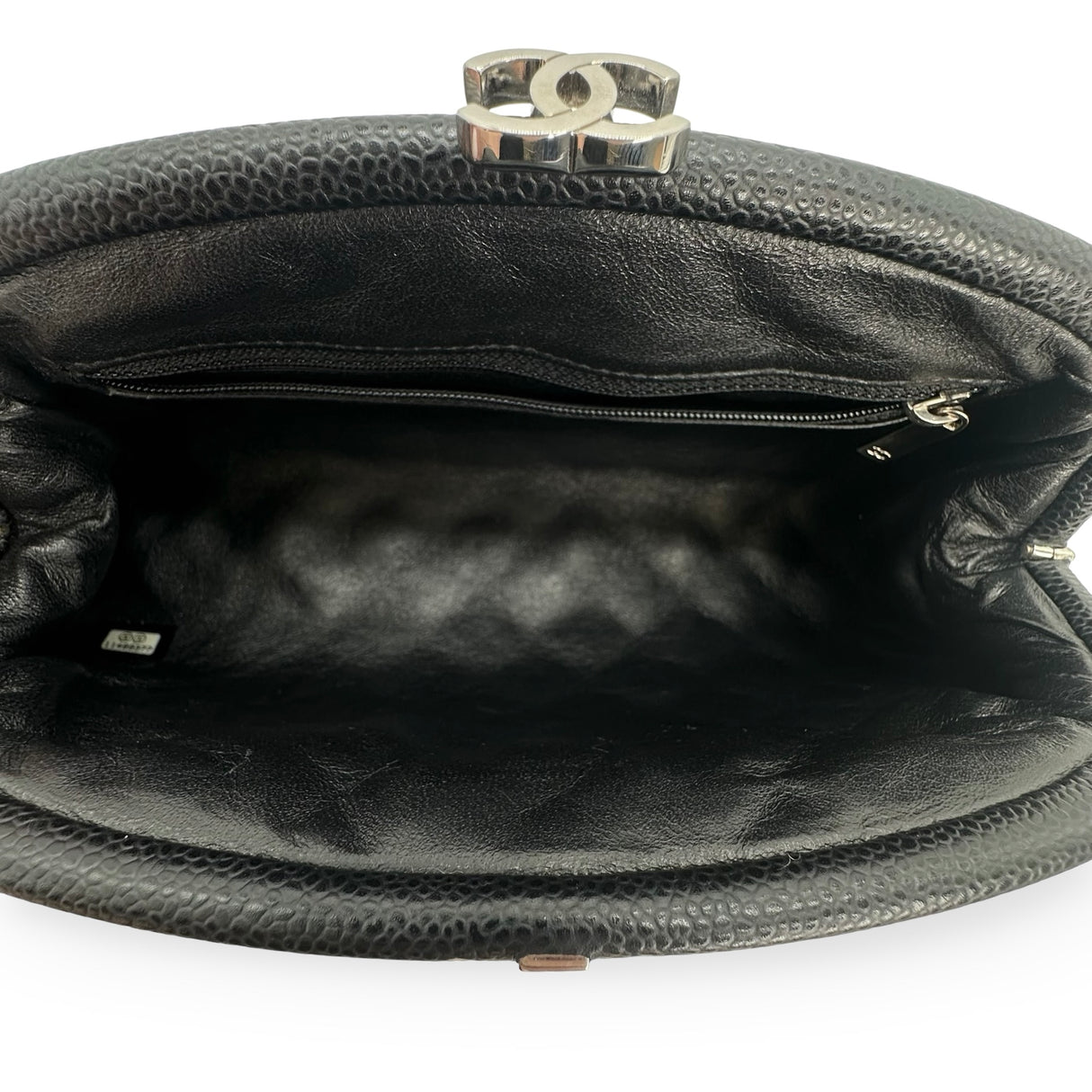 CHANEL: Quilted Caviar Timeless CC Clutch