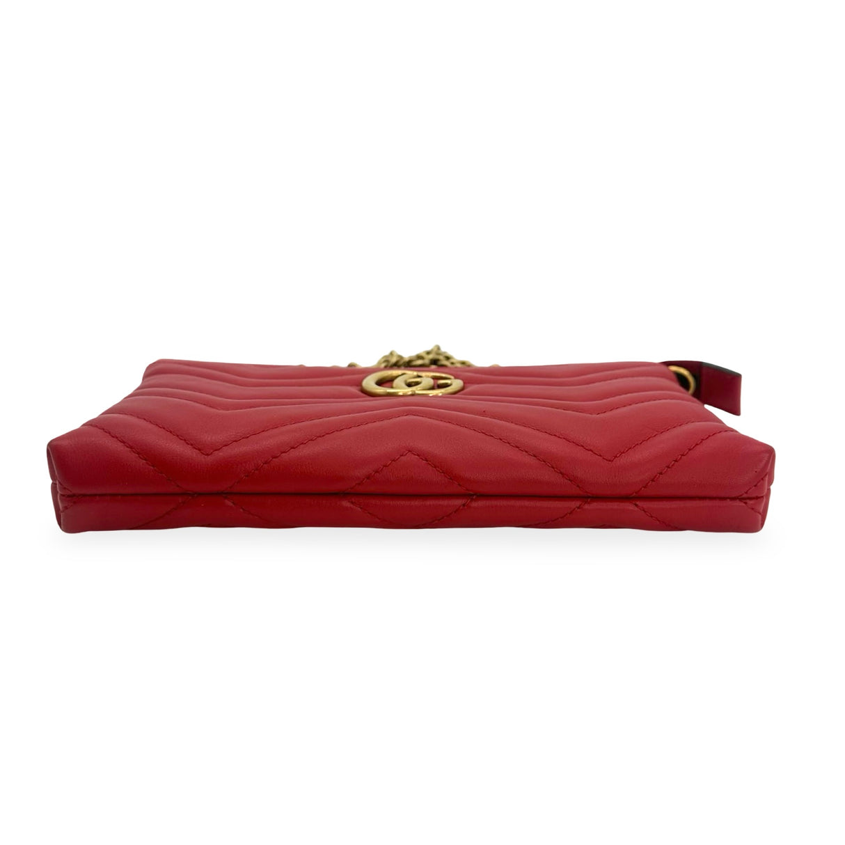 GUCCI: Quilted Leather GG Marmont Pochette with Chain