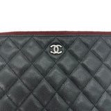 CHANEL: Quilted Caviar Large O Case Zip Pouch