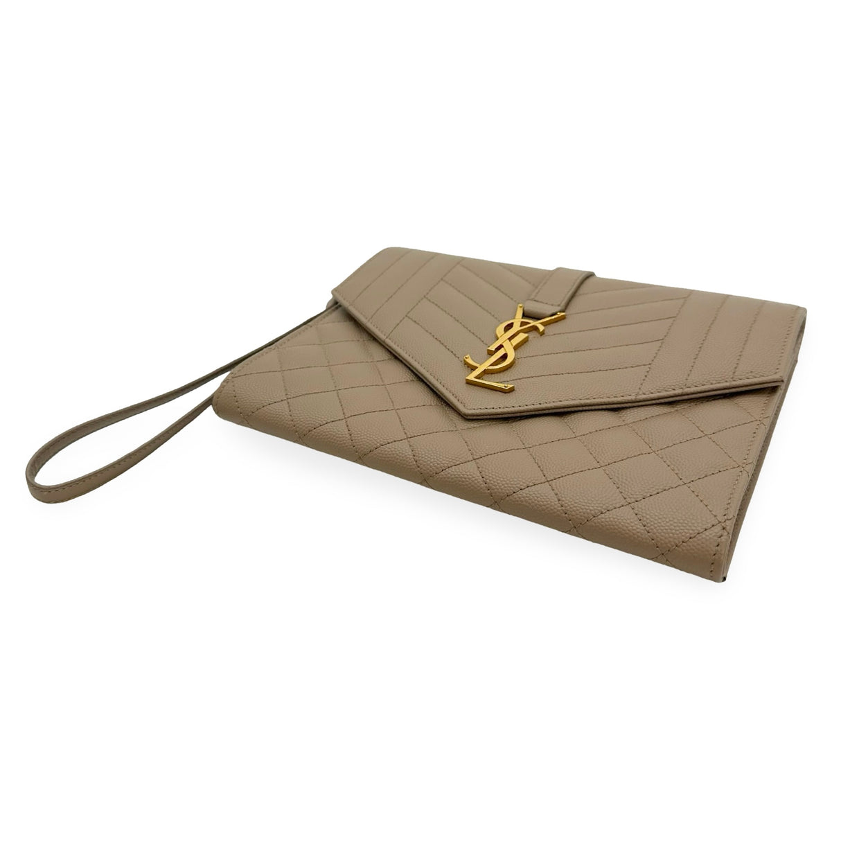 SAINT LAURENT: Grain de Poudre Triquilt Envelope Clutch