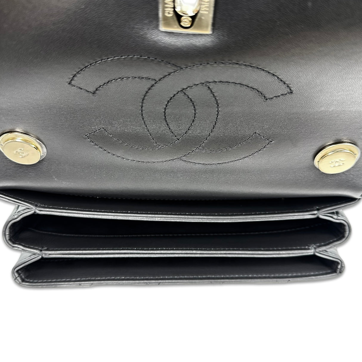 CHANEL: Quilted Lambskin Small Trendy Top Handle Flap Bag