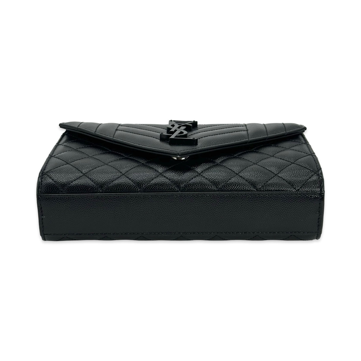 SAINT LAURENT: Grain de Poudre Triquilt Envelope Chain Wallet