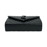 SAINT LAURENT: Grain de Poudre Triquilt Envelope Chain Wallet