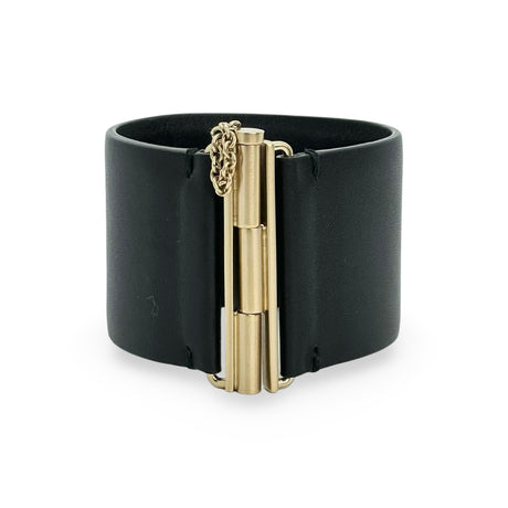CHANEL: CC Leather Wide Cuff