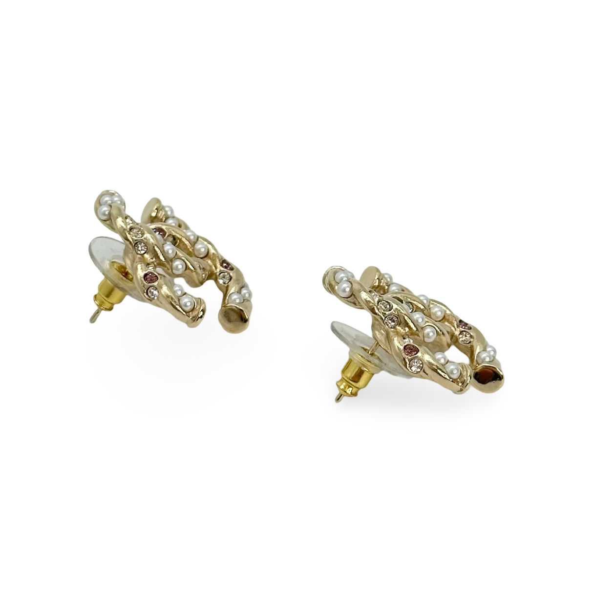 CHANEL: CC Twisted Stud Earrings