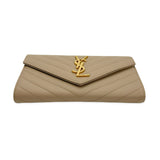 SAINT LAURENT: Quilted Grain de Poudre Cassandre Large Flap Wallet