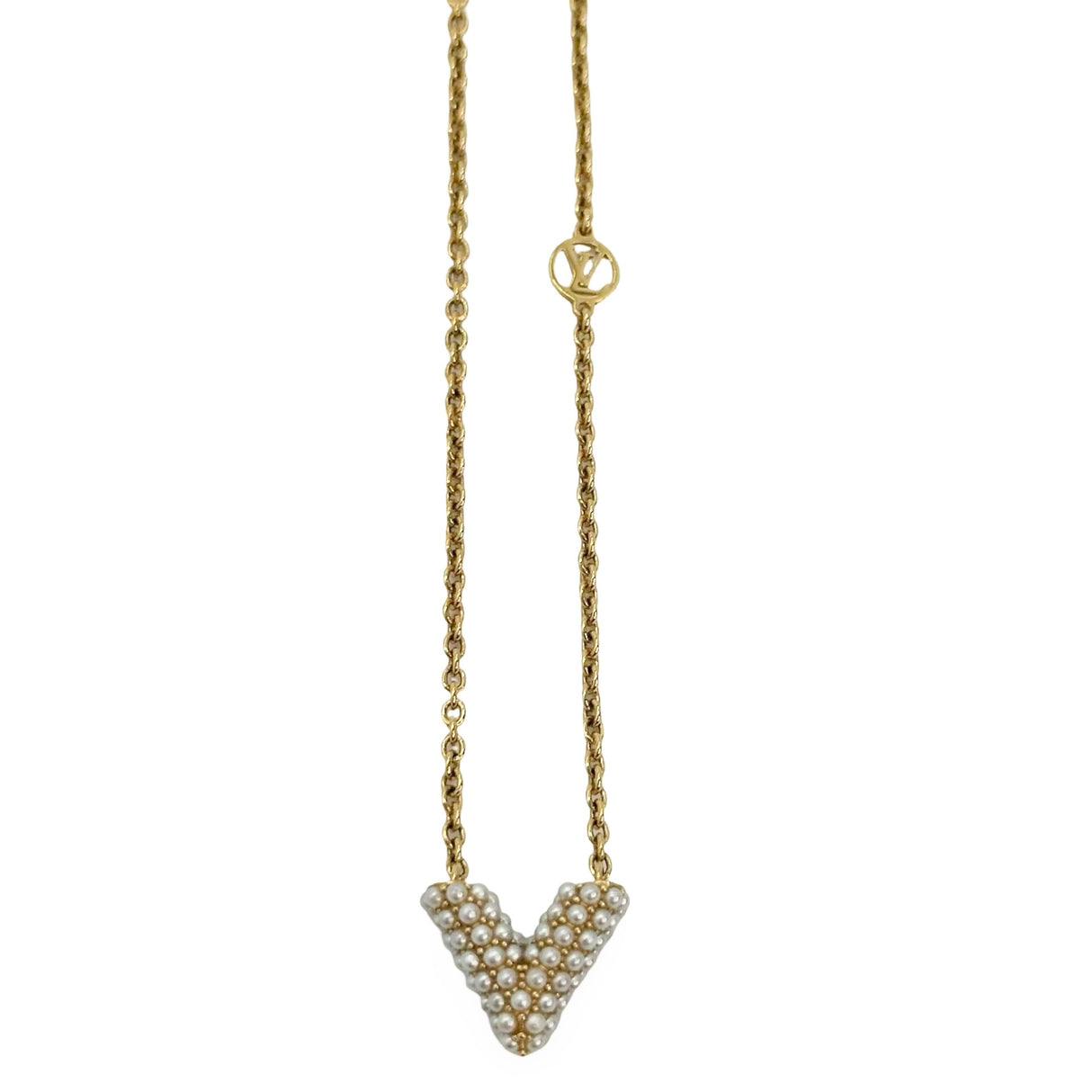 LOUIS VUITTON: Pearl Essential V Necklace