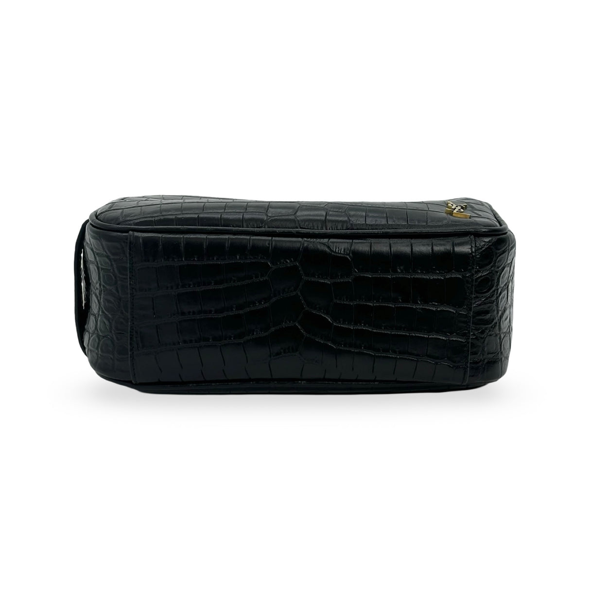 SAINT LAURENT: Croc Embossed Tiny Cassandre Cosmetic Pouch