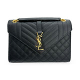 SAINT LAURENT: Grain de Poudre Triquilt Medium Envelope Chain Bag