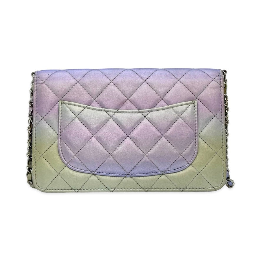 Iridescent Quilted Lambskin Wallet on a Chain