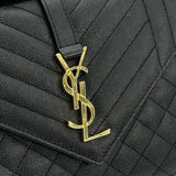SAINT LAURENT: Grain de Poudre Triquilt Medium Envelope Chain Bag