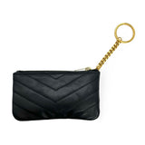SAINT LAURENT: Quilted Leather Cassandre Zip Key Pouch
