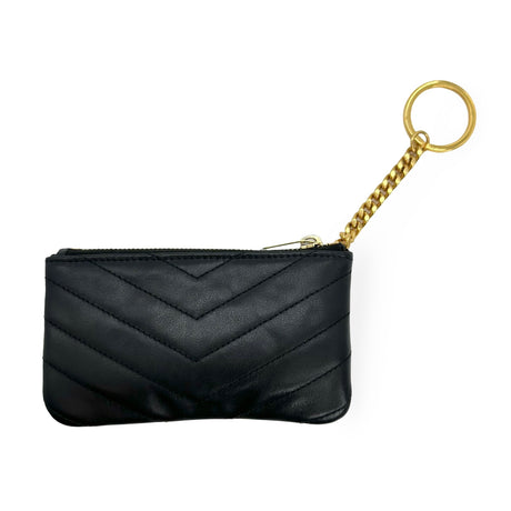 SAINT LAURENT: Quilted Leather Cassandre Zip Key Pouch