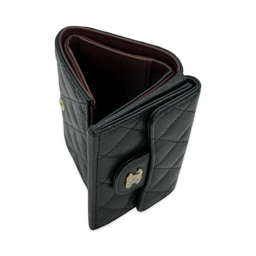 Quilted Caviar Classic Compact Flap Wallet