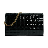 SAINT LAURENT: Quilted Patent Chain Wallet